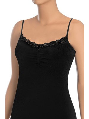 Öts Kadın Atlet Ip Askılı Önü Büzgülü (%96 Pamuk - %4 Elastan)