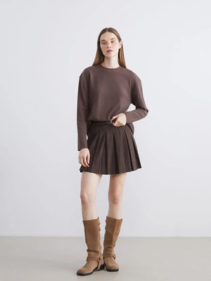 Xsıde  Beli Kemerli Ekose Pileli Mini Şort Etek  (W5)