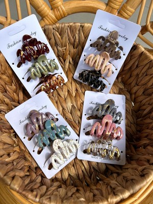 Şehrazat Handmade Tasarım 3 Lü Zigzak Mandal Saç Tokası