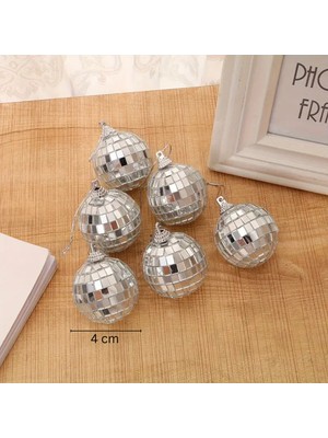 Disko Topu Seti, 4 cm - 6 Adet, Mini Aynalı Disco Topları, Ağaç Süsü, Pasta Dekoru, Parti Aksesuarı