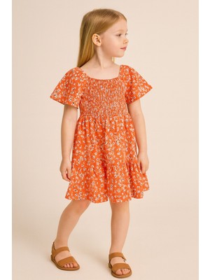 Kız Çocuk Çiçek Desenli Yazlık Elbise, Kız Çocuk Elbise