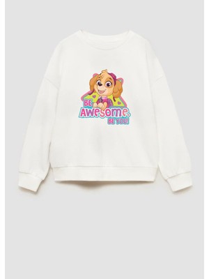 Kız Çocuk Paw Patrol Baskılı 3 Iplik Kumaş Pamuklu Sweatshirt