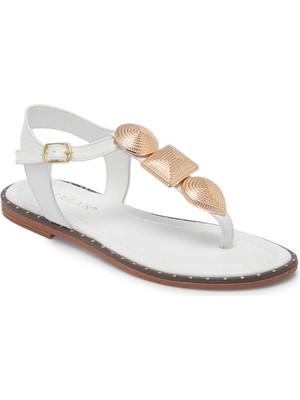 Tergan Beyaz Hakiki Deri Kadın Sandalet - K25Y1SN67781-A26