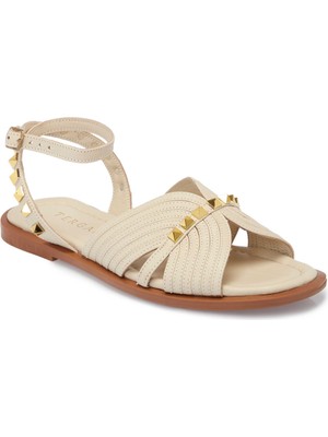 Tergan Bej Hakiki Deri Kadın Sandalet - K25Y1SN67783-A25