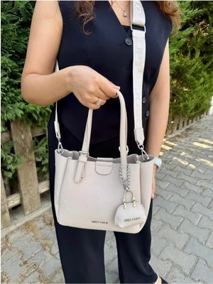 Just Polo Kadın Lüks 3 Bölmeli Yumuşak Deri Şık Ayarlanabilir Askılı Omuz Çantası