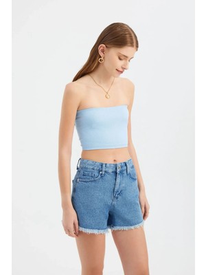 Hiccup Kadınlar Askısız Temel Kısa Üst Bebek Mavisi