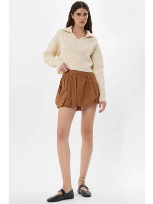 Hiccup Kadın Mini Şortlu Balon Etek Deve Kahvesi