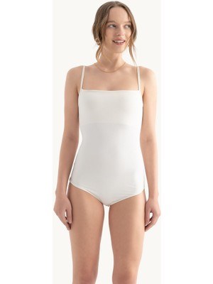 Hiccup Kadın İnce Askılı Temel Vücut Tozlu Beyaz