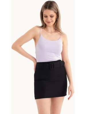 Hiccup Kadınlar Askılı Crop Basic Kısa Bluz Lila Mor