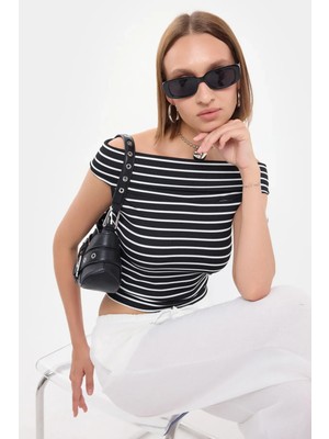 Hiccup Kadın Şeritli Askısız Üst Siyah