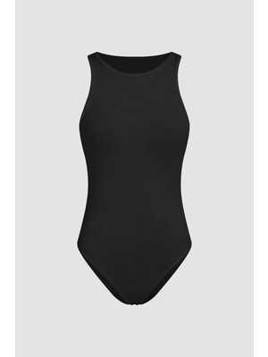 Hiccup Kadınlar Basic Bisiklet Yaka Body Siyah