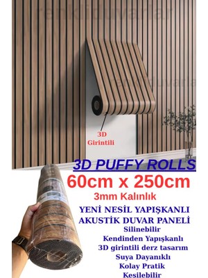 60CMX250CM 1 Adet Kahverengi 3D Yapışkanlı Sxp Akustik Lambiri Desenli Duvar Paneli Kağıdı 3115-1