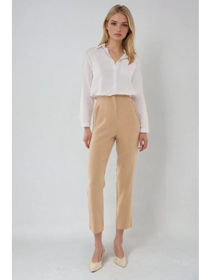Hiccup Kadın Yüksek Bel Cigarette Pantolon Natural