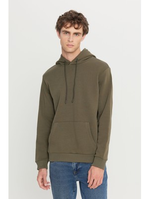 Altınyıldız Classics Erkek Haki Standart Fit Normal Kesim Içi Polarlı 3 Iplik Kapüşonlu Kanguru Cepli Pamuklu Sweatshirt
