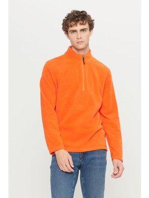 Altınyıldız Classics Erkek Turuncu Anti-pilling Tüylenme Yapmayan Standart Fit Dik Yaka Soğuk Geçirmez Polar Sweatshirt