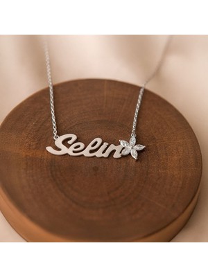 Lotus Çiçeği Isimli Beyaz Gümüş Kolye