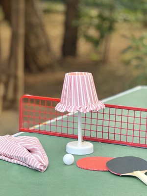 Smash Kırmızı Çizgili Kablosuz Pilli Masa Lambası - Alt Uzun Beyaz