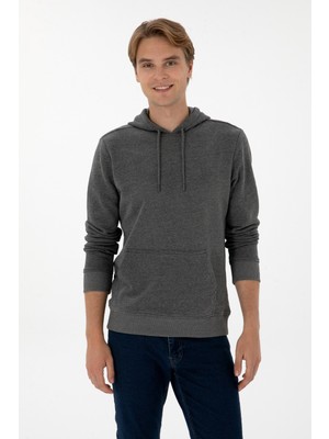 U.S. Polo Assn. Erkek Regular Fit Kapüşonlu Antrasit Melanj Basic Sweatshirt 50313720-VR081