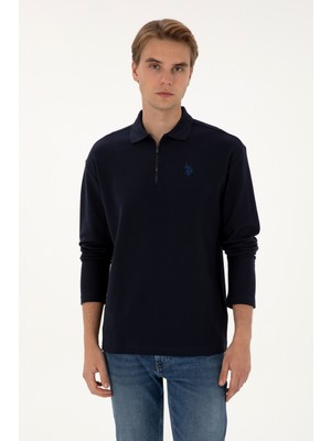 U.S. Polo Assn. Erkek Comfort Fit Yarım Fermuarlı Lacivert Sweatshirt 50313754-VR033