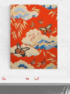 Butterfly Bloom, Kelebek Çiçeği, Çin Sanatı Sanatsal Poster - Afiş - Dekorasyon