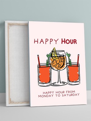Happy Hour, Mutlu Saat, Çizim Sanatı Mutfak Kanvas Tablo - Tuval Tablo