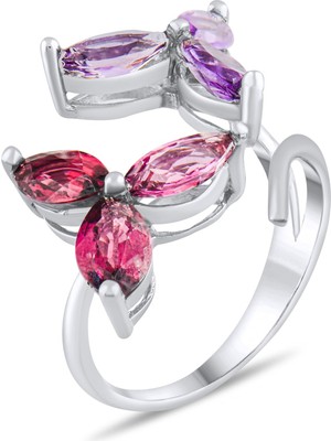 5.70 Karat Ametist Rhodolite Yüzük, Gerçek Doğal Taş, Sertifikalı Mücevher