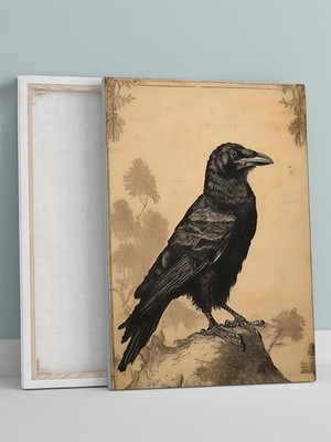 The Raven, Karga Gravür Sanat Kanvas Tablo - Tuval Tablo