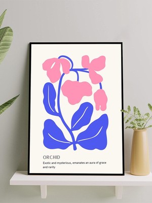 Orchid, Orkide Çiçeği Karakteri Minimalist Çerçeveli Tablo - Çerçeveli Poster, Sanatsal Dekorasyon