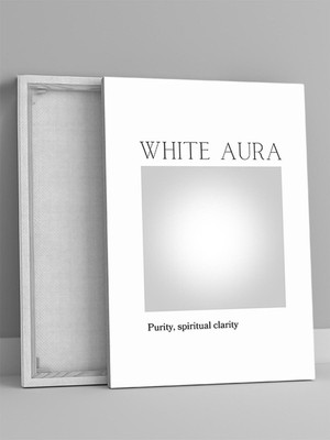 White Aura Soul, Beyaz Aura Manifest, Olumlama, Mantra, Spiritüel, Meditasyon Kanvas Tablo - Tuval