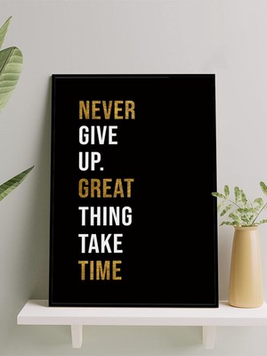Time & Triumph, Zaman ve Zafer Motivasyon Çerçeveli Tablo, Çerçeveli Poster, Ofis, Çalışma Odası