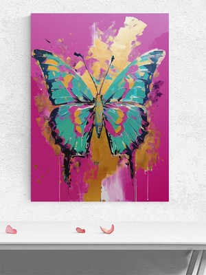 Butterfly Bloom, Kelebek Çiçeği, Soyut Sanat Poster - Afiş - Dekoratif Duvar Poster