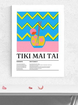 Tiki Mai Tai Kokteyl Tarifi Pop Art Mutfak Poster - Afiş - Dekoratif Duvar Poster