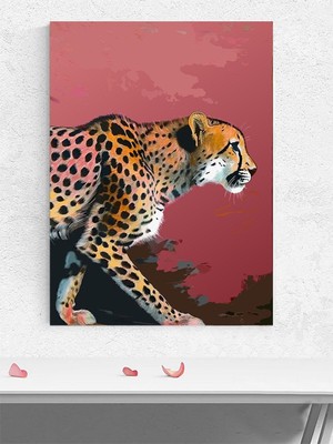 Cheetah's Stride, Çita Adımı Dijital Sanat Poster - Afiş - Dekoratif Duvar Poster