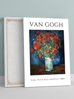 Van Gogh, Vase Red Poppies, Kırmızı Gelincik Vazolu Sanatsal Kanvas Tablo - Tuval Tablo
