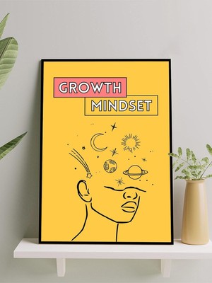 Growth, Büyüme Zihin Yapısı Motivasyon Çerçeveli Tablo, Çerçeveli Poster, Ofis, Çalışma Odası