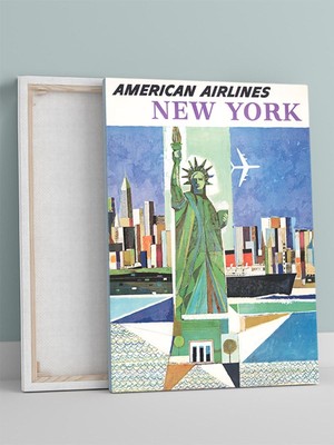Liberty's Flight, Özgürlük Heykeli New York Vintage Kübist Sanat Kanvas Tablo - Tuval Tablo