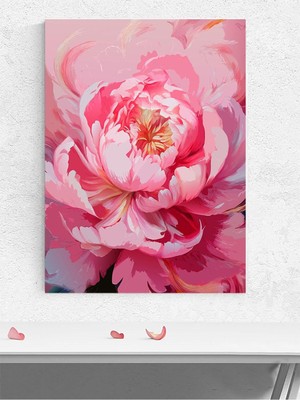 Pink Bloom, Pembe Şakayık Çiçek Empresyonizm Poster - Afiş - Dekoratif Duvar Poster