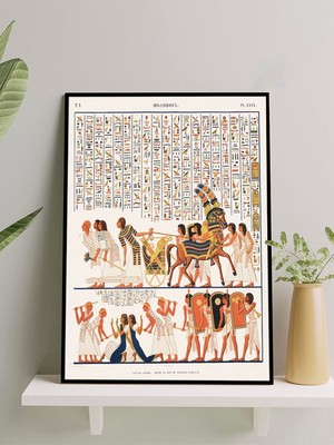 Egyptian Procession, Mısır Alayı Vintage Klasik Sanat Çerçeveli Tablo - Çerçeveli Poster