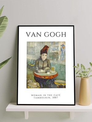 Van Gogh Woman, Tamburin'deki Kadın Sanatsal Çerçeveli Tablo - Çerçeveli Poster