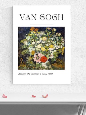 Van Gogh, Flowers In A Vase, Vazo Içinde Çiçek Sanatsal Poster - Afiş - Dekoratif Duvar Poster