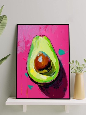 Avocado Burst, Avokado Patlaması Soyut Sanat Mutfak Çerçeveli Tablo - Çerçeveli Poster