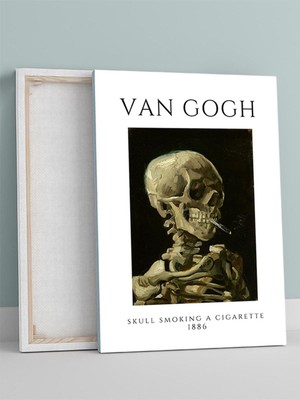 Van Gogh, Skull With A Burning Cigarette, Dışavurumcu Sanat Sanatsal Kanvas Tablo - Tuval Tablo