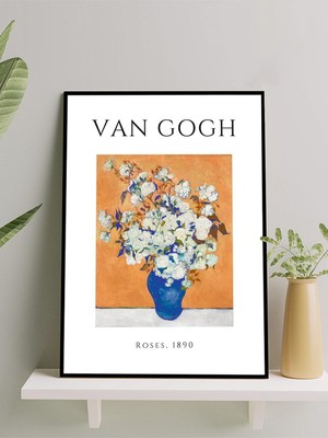 Van Gogh, Roses, Güller, Empresyonizm Sanatsal Çerçeveli Tablo - Çerçeveli Poster