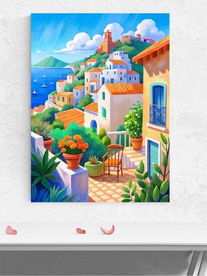 Coastal Vista, Sahil Manzarası, Dijital Sanat Deniz Manzaralı Poster - Afiş - Dekoratif Duvar Poster