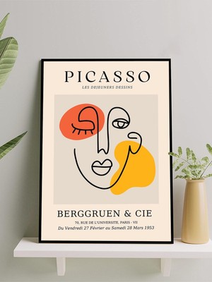 Picasso Dessins, Öğle Yemekleri Çizimleri, Soyut Kübizm Sanatsal Çerçeveli Tablo - Çerçeveli Poster