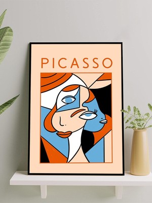 Picasso, Woman Face, Kadın Yüzü, Kübizm. Sanatsal Çerçeveli Tablo - Çerçeveli Poster