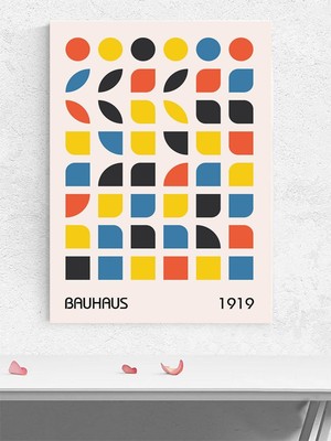 Bauhaus Circle Squares 1919, Geometrik Sanat Sanatsal Poster - Afiş - Dekoratif Duvar Poster