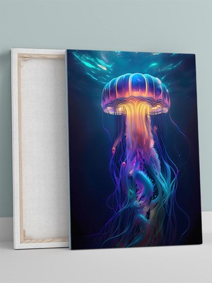 Luminous Bloom, Işıltılı Denizanası Dijital Sanat Kanvas Tablo - Tuval Tablo