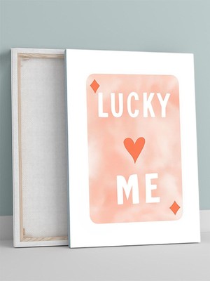 Lucky Me, Şanslı Ben Motivasyon Kanvas Tablo, Tuval, Ofis, Çalışma Odası Dekorasyon