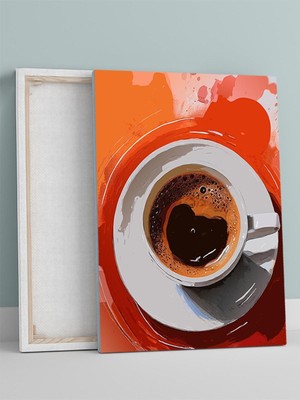 Coffee Heart, Kahve Kalbi Dijital Sanat Mutfak Kanvas Tablo - Tuval Tablo